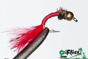 SCI FLIES BLOODWORM with BRASS BEAD - 3 PACK